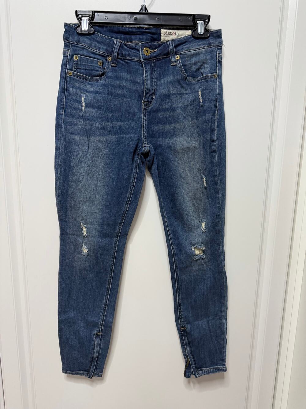 Pistola 28 ankle-zipper skinny jeans subtle distressing fitted silhouette